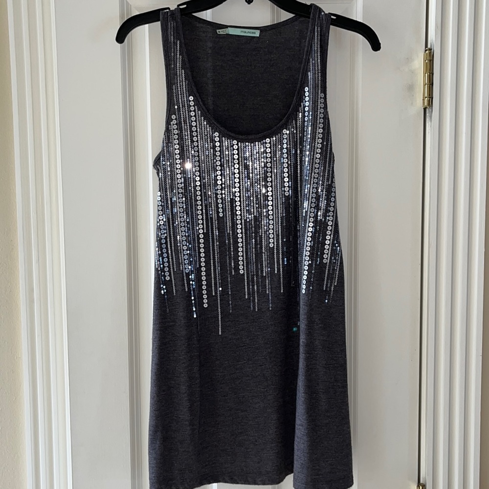 Gray ladies tank with sequins